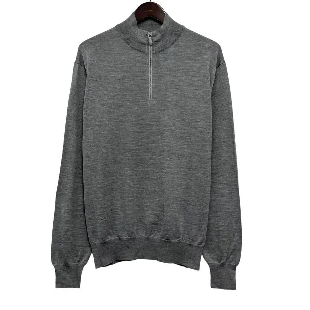 Peter Millar Collection New 1/4 Zip Sweater Gray Merino Wool/Silk Men's Size 2XL